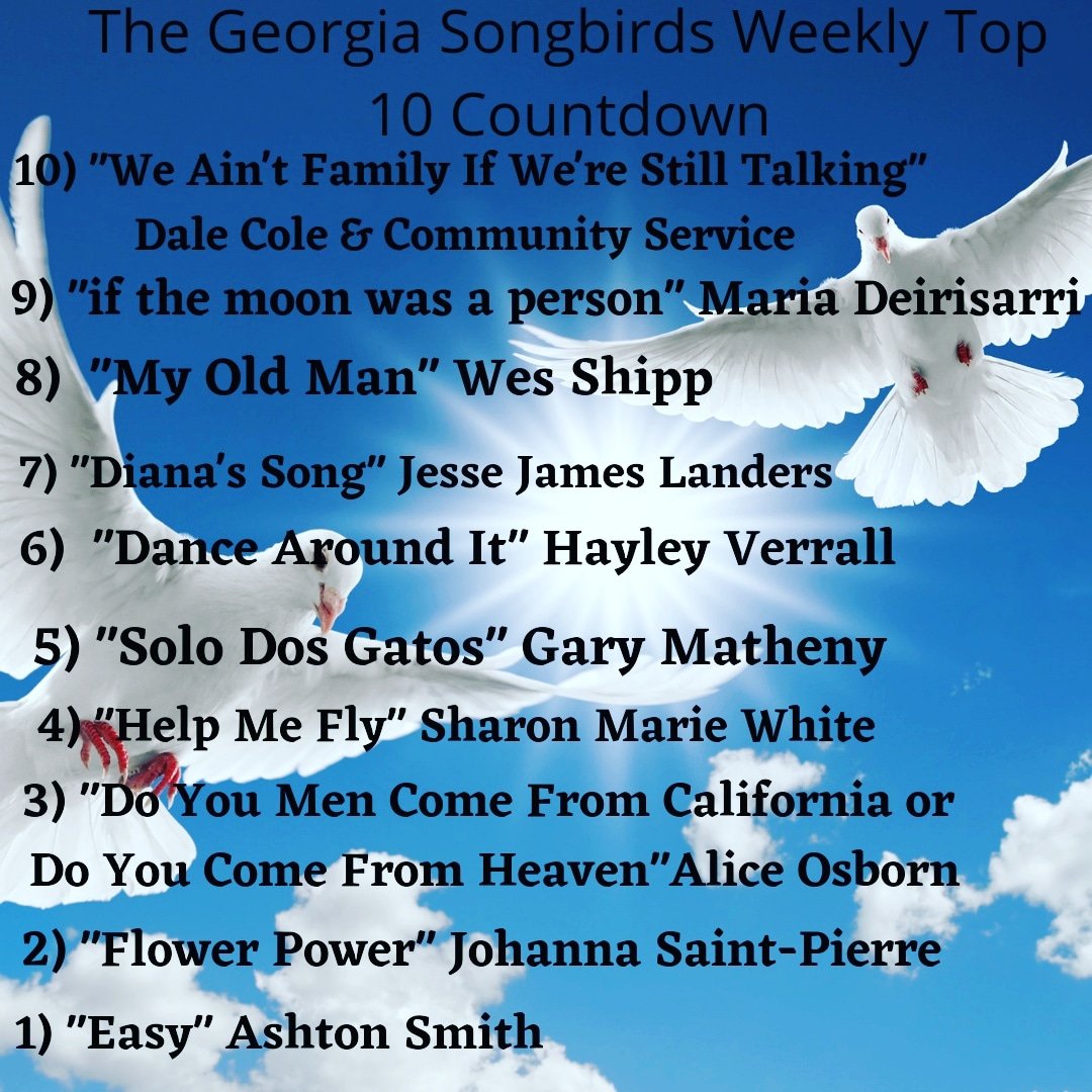 Voting for this week's top 10 countdown is now open and will close Thursday June 10th at 12:00 EST. Remember to vote for your favorites if you want them to continue on in the countdown. You can vote from the website, Facebook, or Instagram of The Georgia Songbirds