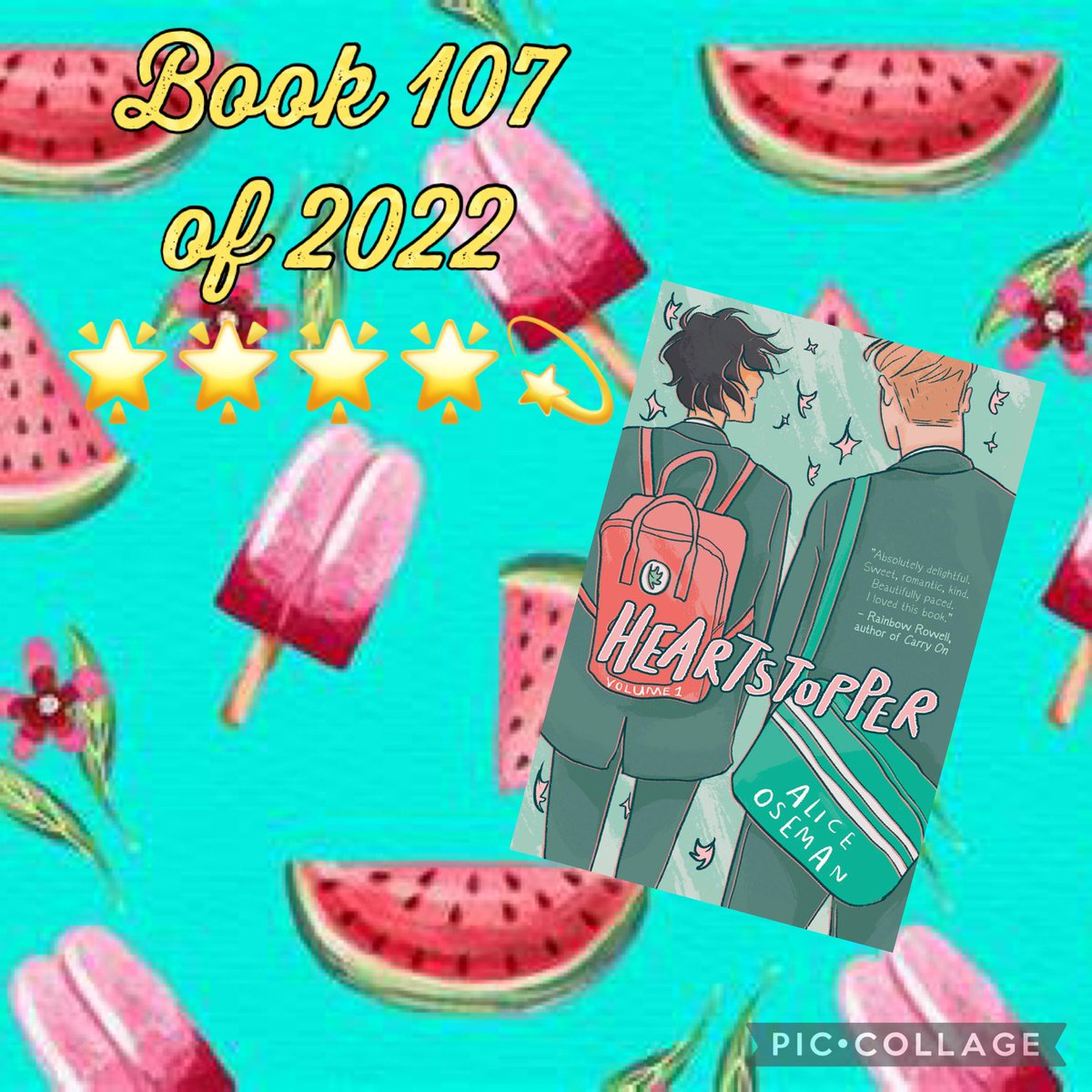 Colleen_Quinn's tweet photo. Book 107 of 2022! 🌟🌟🌟🌟💫. Heartstopper: Volume 1 (Heartstopper #1) by Alice Oseman. @whateverthon #shelfslayers ⚔️ #reread https://t.co/C9JtSeZeV2