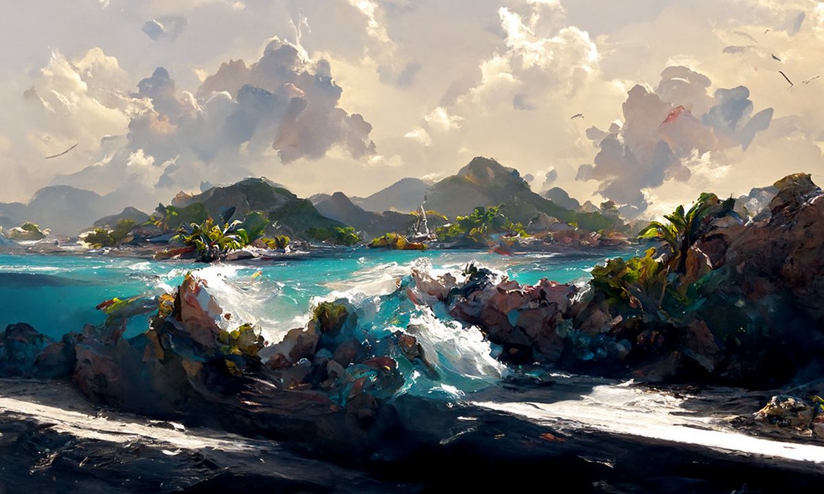 artisticbehav's tweet photo. Carribbean 🏝 

#digitalart #aiart #artwork #starryai #wombodream #discodiffusion #nightcafestudio #midjourney #artworks #painting #art #creativity #artistic #fantasy #artsy #artoftheday #islands https://t.co/PgBi7bwO91