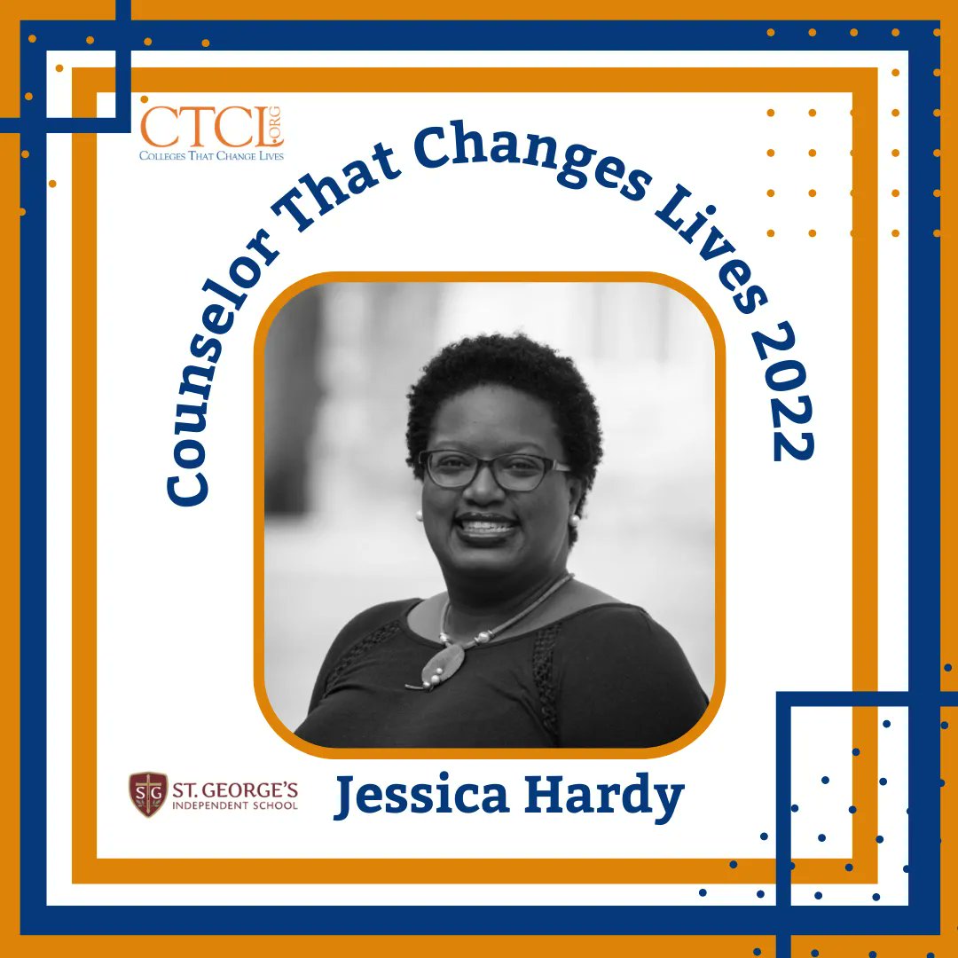 Congratulations Jessica Hardy from St. George's Independent School on being named a CTCL 2022 Counselor That Changes Lives! Your #studentcentered work extends into your local and regional communities! Bravo! #WorldChanger #ChangingTheOdds #ChangingLivesOneStudentAtATime