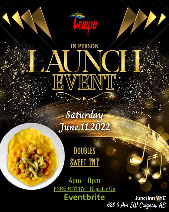 tempoyyc's tweet photo. Join us on June 11th for our in person launch event
Hosted by Cara Fullerton  
Guest speaker ward 8 Councillor Courtney Walcott  
Steel pan player "The Caribbean Son"
Alirii vibes costume display  
Music by dj nandee
And Trinidadian doubles for sale 
Free tix on Eventbrite https://t.co/Gbilb2wd3k
