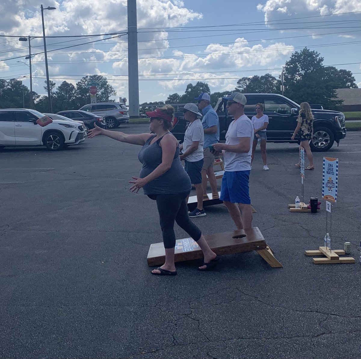 CoachT_Hall's tweet photo. .@TreyRyder_ACL I think my wife might be one of the top pregnant cornholers in the country right now! @nLindsey3 is out here winning tournaments at 42 weeks pregnant! Our team name: Does cornhole induce Labor? #Winners #ACLCornhole #PregnantandCornholing #DoesCornholeInduceLabor https://t.co/7uJp52JldQ