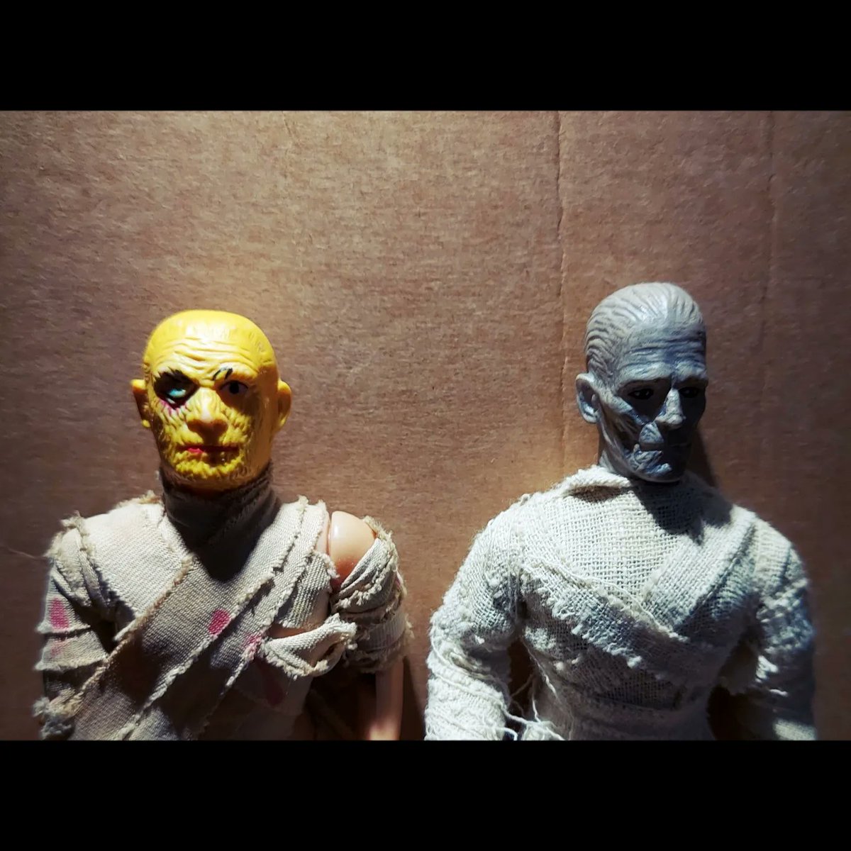 meertoh's tweet photo. Maudlin Mummys. Kharis from Azrak Hamway and Imhotep from Mego have had better days. #themummy #mummy #mummysofinstagram #kharis #imhotep #universalmonsters #lonchaneyjr #boriskarloff #moviemonsters #azrakhamway #ahi #mego #70stoys #actionfigurephotography https://t.co/I8H1cduetq