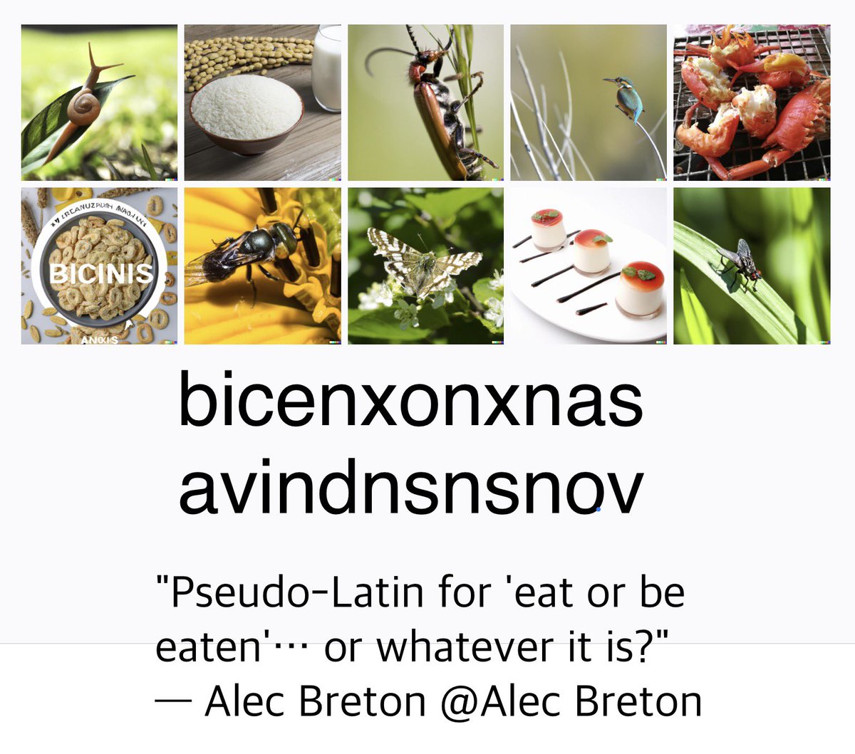 AlecBreton's tweet photo. @AndrewMayne "Pseudo-Latin for 'eat or be eaten'… or whatever it is?"
— Alec Breton @Alec Breton https://t.co/KU5aDwQ421