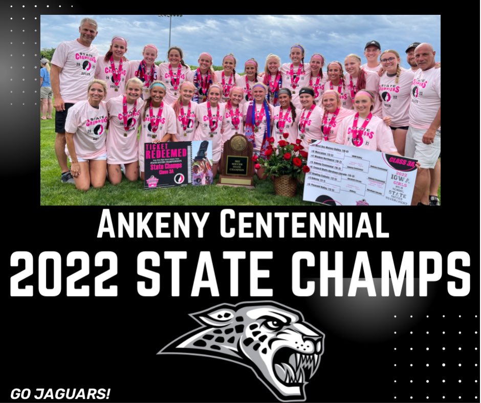 Jaguars_AD's tweet photo. One for the history books. The #revengetour is complete. The Ankeny Centennial Jaguars are the 2022 STATE CHAMPS! 🏆 🥇 https://t.co/FdixDXIs0i