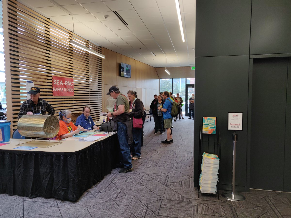 SEAPACatSEASIDE's tweet photo. The line for raffle tickets at SeaPac 2022. https://t.co/9sylGBlJiO