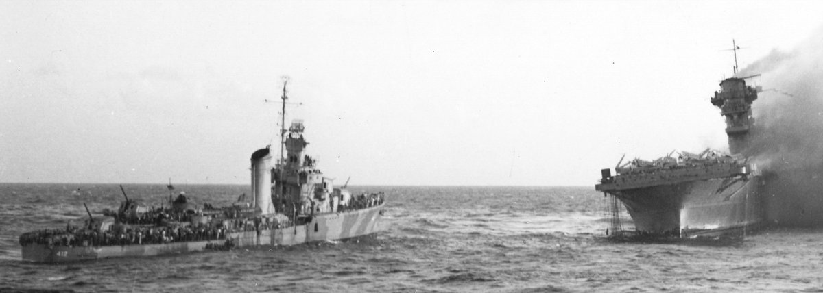 CavasShips's tweet photo. #Midway Scrapbook: Often-overlooked #destroyer USS #HAMMANN DD412 had a brief, very busy war career. Photos: at Charleston Navy Yard SC on 5 Jan 1942 just before heading to the Pacific; taking aboard survivors of USS LEXINGTON CV2 8 May 1942 as the burning carrier is abandoned... https://t.co/LHGCI3X3LH