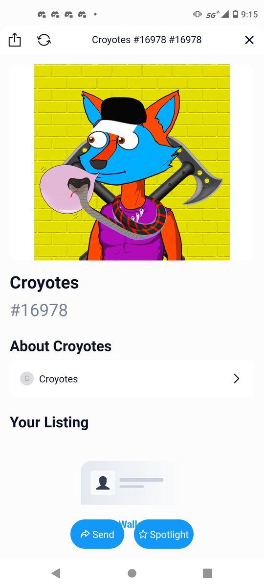 Jasonsmithpit's tweet photo. After minting this bad MF! I feel like giving a #croyote away! Post your address good luck! #BACC #Cronos #MMF #giveaway @BaccFinance @ellisthemenis @BACC2796 @ellisthemenis https://t.co/UbE2ZQuxBW