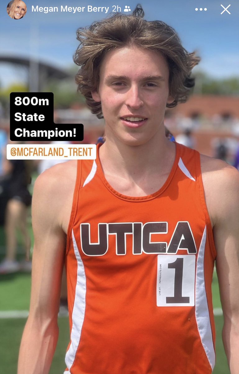 PrincipalLietz's tweet photo. Congratulations State Champ @TrentMcFarlan10 who takes the title in the 800m! Well done sir!!! 🙌 https://t.co/p9LLKDjQHZ