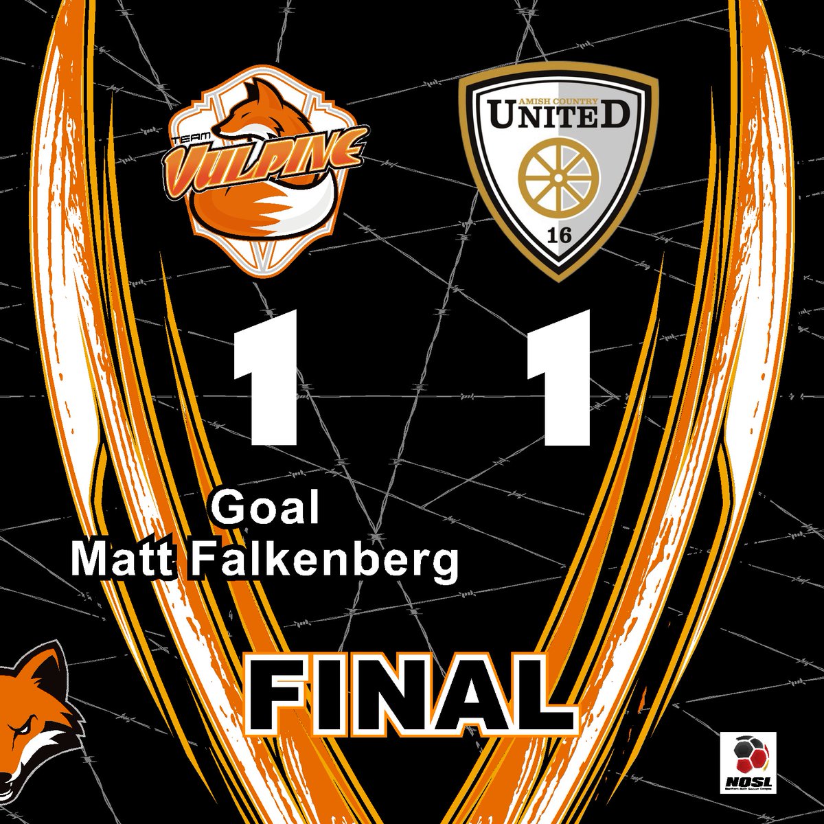 Another strong effort from the Foxes today. Matt Falkenberg returns from illness to score in his first game of the season. Next week the Foxes are at home again against the north division leading City of Ohio.