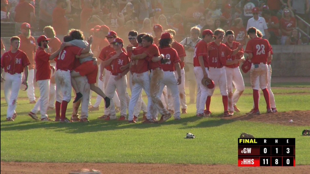 OurHurricaneWV's tweet photo. Congratulations to the Hurricane Redskins Baseball Team! Class AAA State Trophy is coming back where it belongs! (Photo courtesy of @WVMetroNews https://t.co/IKmawNd5vd