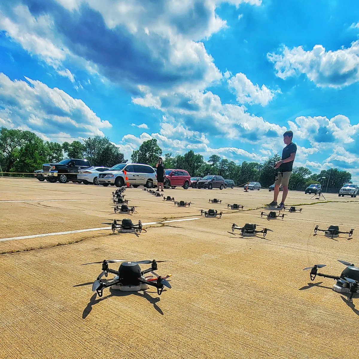 ExplorationKS's tweet photo. The drones have arrived! The weather is gorgeous, food trucks and activities are ready, the live music is playing, and the museum is ready to Explore. See you all soon!!

Questions? You'll find lots of great info at https://t.co/g0TcmLm6hi 
#ICTdroneshow #ExplorationPlace https://t.co/o2HUVXmaLS