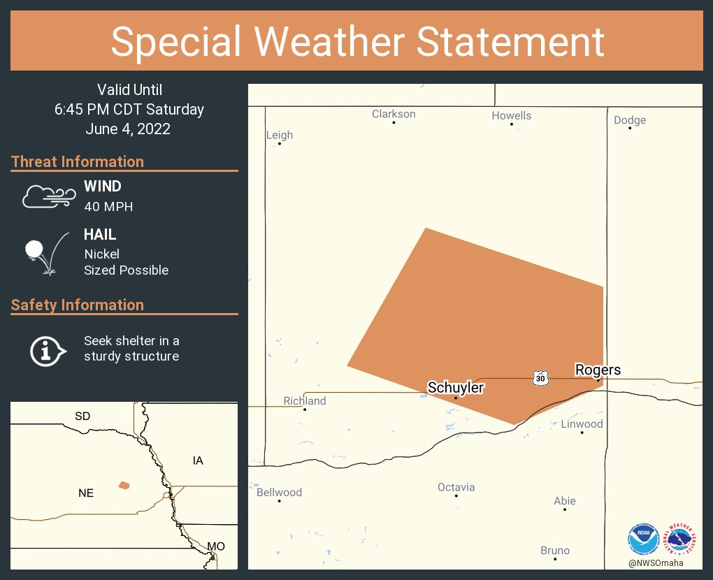 NWS Omaha on Twitter "A special weather statement has been issued for