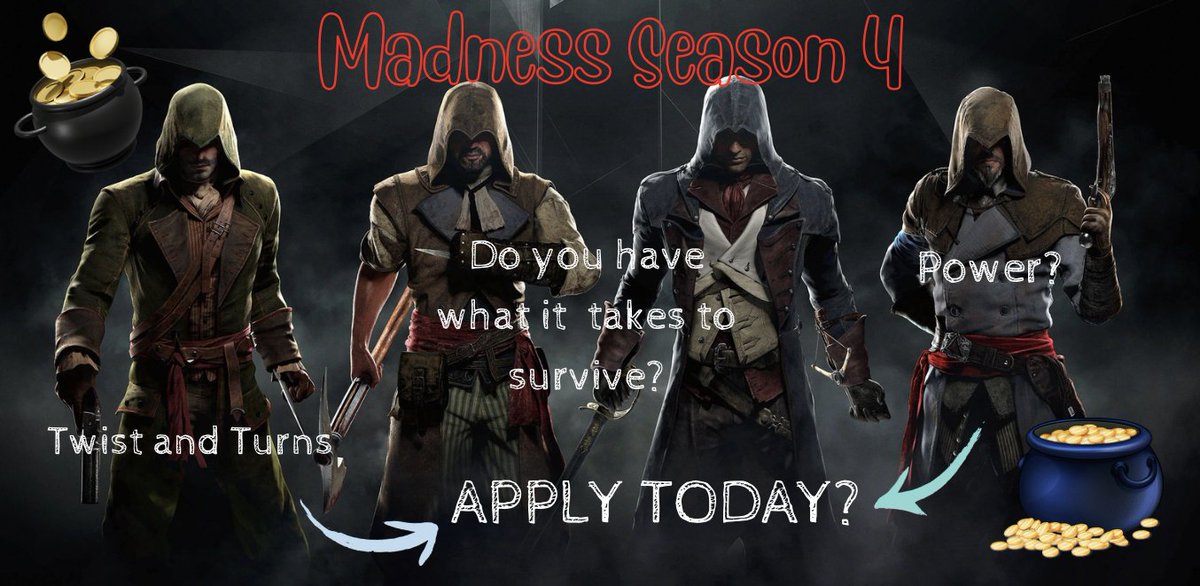 COME PLAY MADNESS!!!

APPLY!! APPLY!! 

Start Date:  June 7th
Time: 10pm Est

Do you have what it takes?

docs.google.com/forms/d/e/1FAI…

discord.gg/Rqqatr3A8M