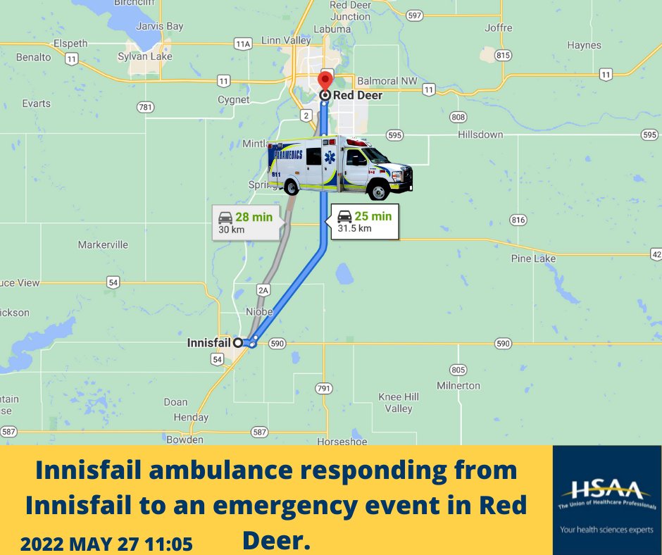 HSAAlbertaEMS's tweet photo. #HSAAEMS #LongResponse #Innisfail #RedDeer #ableg #ABHealth #AHS #yourEMS https://t.co/CAPdZQ1Hgw