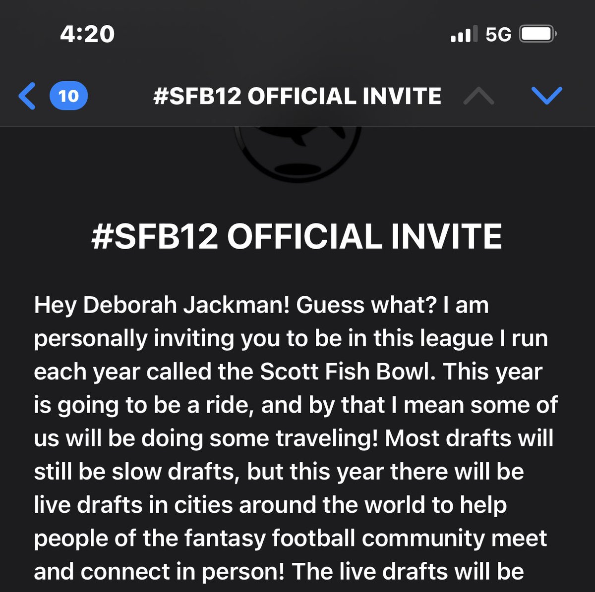 Deborah Jackman (@doobiejsf) on Twitter photo Thank you <a href="/ScottFish24/">Scott Fish</a> !!! So excited to be a part of #SFB12!! Gonna open up a can o whup ass on <a href="/rotobuzzguy/">Howard Bender</a>! CC: <a href="/rk23/">rhia kuroda ☮️🧡</a> <a href="/Chrisck5/">Chris Kuroda</a> Thank you <a href="/ScottFish24/">Scott Fish</a> !!! So excited to be a part of #SFB12!! Gonna open up a can o whup ass on <a href="/rotobuzzguy/">Howard Bender</a>! CC: <a href="/rk23/">rhia kuroda ☮️🧡</a> <a href="/Chrisck5/">Chris Kuroda</a>