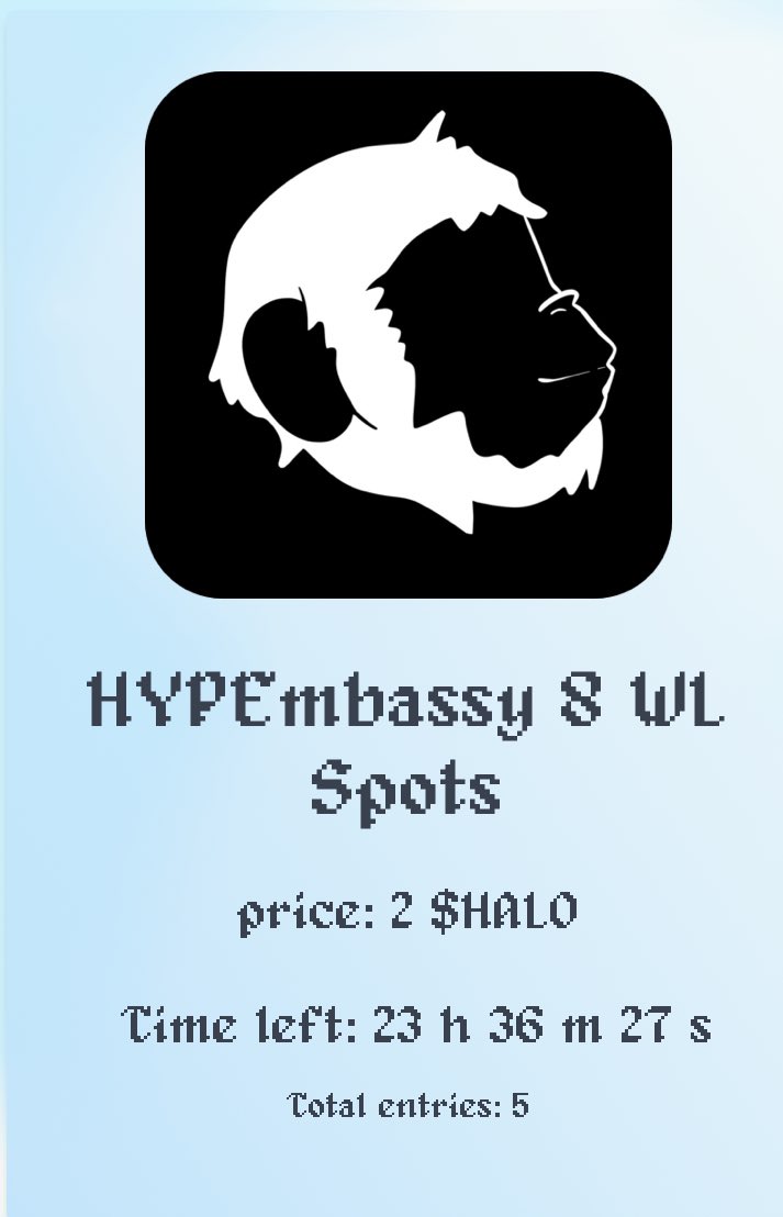 DivineDogsNFT's tweet photo. Raffling off 8 WL spots for @HYPEmbassy! 

2 $HALO per entry

At https://t.co/OuAJQQMfVW

Make sure to check discord for instructions 🤝 https://t.co/NJixhlSYSX