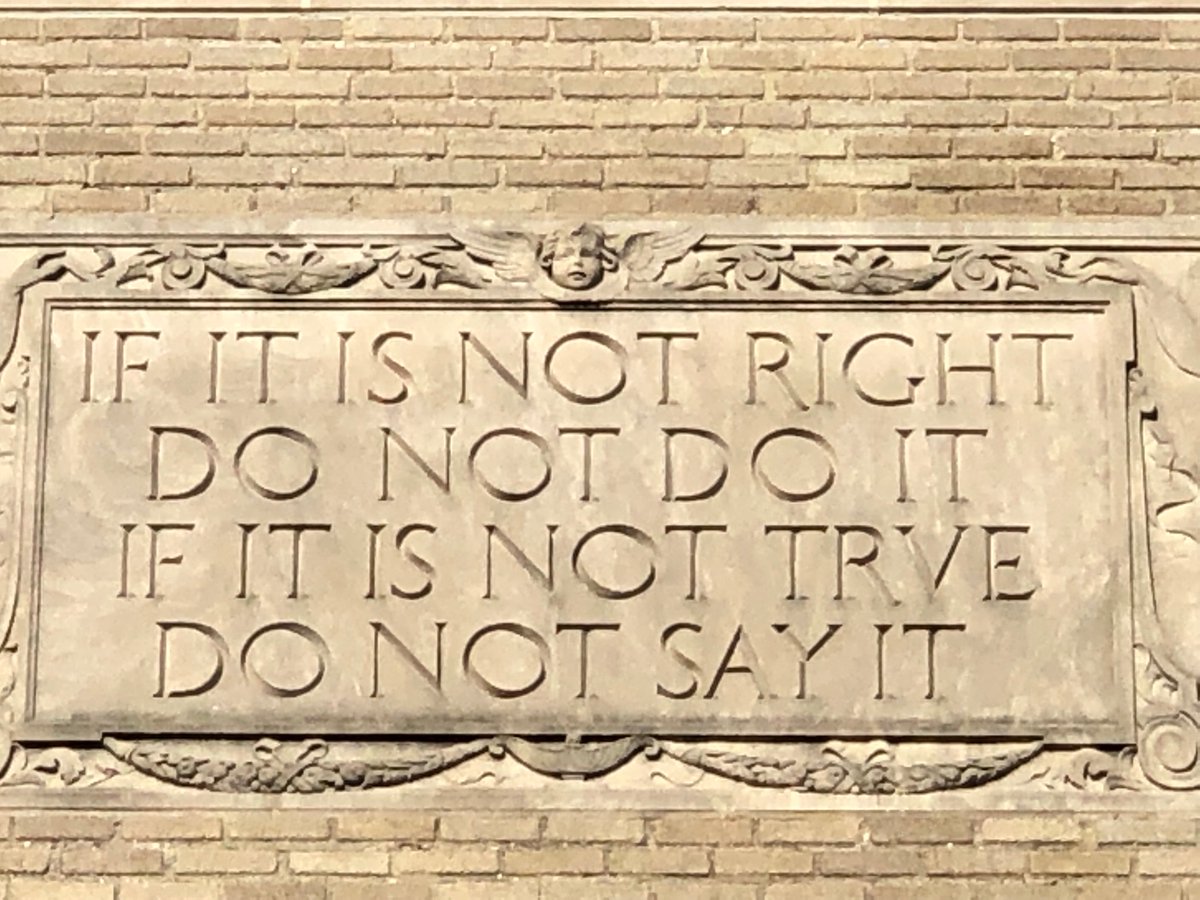 Many lessons have been taught in classrooms at <a href="/LibertyHigh/">Liberty High School</a> over the last 100 years. Some lessons are etched in stone on the school itself!
👉The height of the pinnacle is determined by the breadth of the base.
👉If it is not right, do not do it. If it is not true, do not say it.