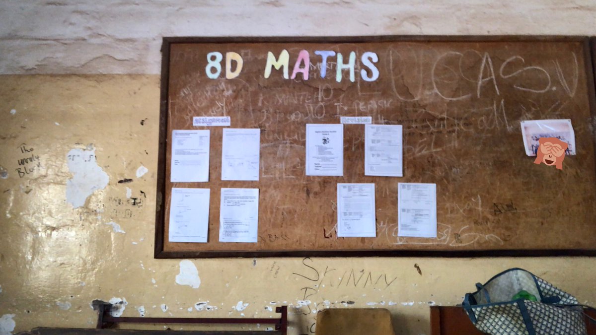 MsATeaching's tweet photo. It’s not much, but it’s a start! Functional maths display/bulletin board. Resources you find back home etc. are not easily available here. Made do with some of my own art supplies.

One side to display their homework assignments, the other to display revision questions/examples. https://t.co/7H5A3ugNi9