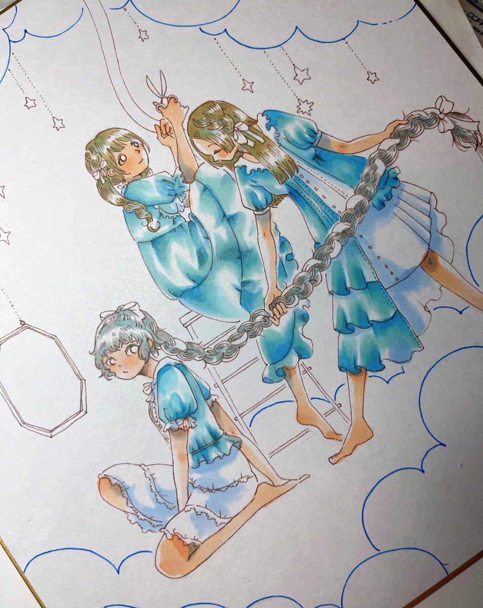 「今日も午後に向かいます!新作の色紙のちら見せです 」|相澤いくえ｜新刊通販中！のイラスト