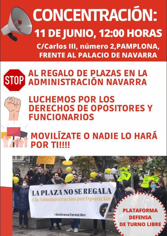 popicronos's tweet photo. #11Junio 12:00 #Navarra #Pamplona Concentración. Grandesss!!! Movilízate, nadie lo hará por ti. 
#DefensaTurnoLibre #LaPlazaNoSeRegala https://t.co/XZqlDIfVDV