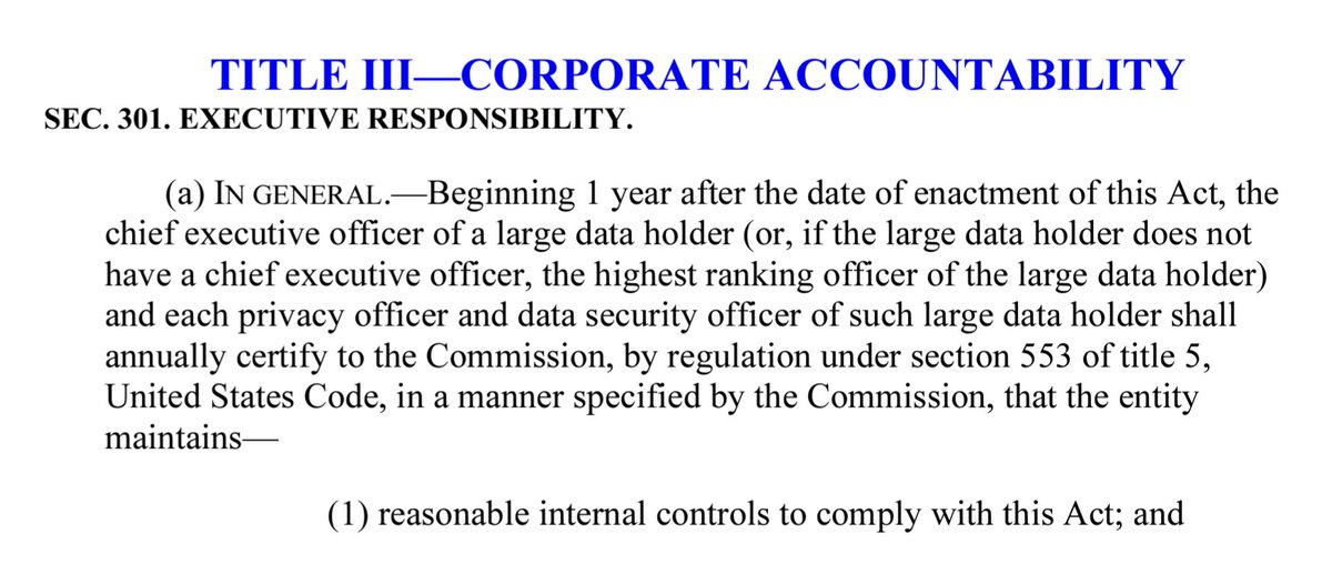 EinsteinsAttic's tweet photo. ...and requirements for "large data handlers" to appoint a #ChiefPrivacyOfficer and #ChiefInformationSecurityOfficer, plus - wow! - #ExecutiveResponsibility requiring the CEO, CPO & CISO to #personally certify the company's #compliance! https://t.co/ZB5d4A7oRR