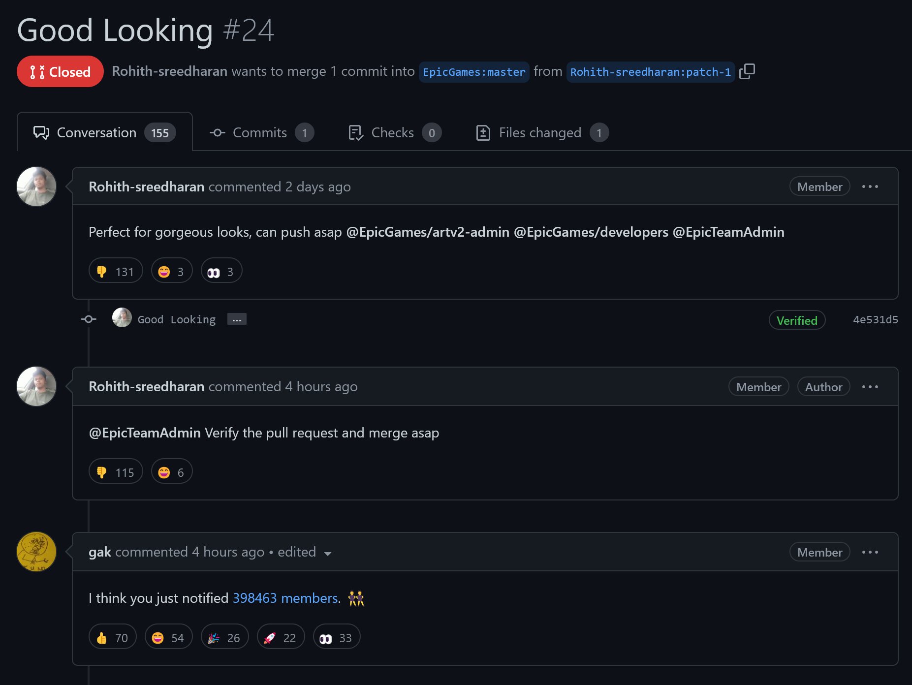 Mors This Dude Just Sent A Notification To 400k People On Github By ging Everyone In The Epic Games Organization Which Is Something You Gotta Join To Build Unreal Mors This Dude Just Sent A Notification To 400k People On Github By ging Everyone In The Epic Games Organization Which Is Something You Gotta Join To Build Unreal