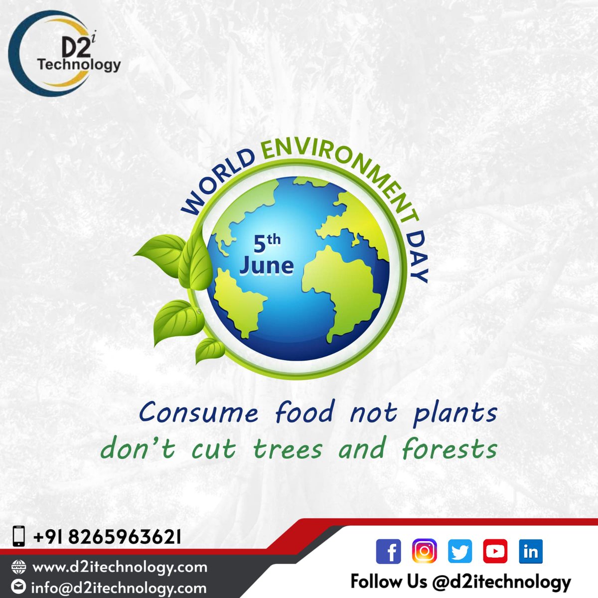 d2itechnology's tweet photo. Let us give the future generations a healthier environment to have a happier lifeβ¦Best wishes on World Environment Day. #worldenvironmentday #environment #d2itechnology #webdevelopment #webdevelopmentservices https://t.co/mY6JZbpe9d