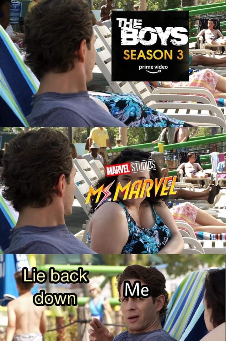 PodAndHardPlace's tweet photo. I mean, I'm excited for both but... #TheBoysTV #TheBoys #MsMarvel #MEMES #humor https://t.co/KvNLHLErSE