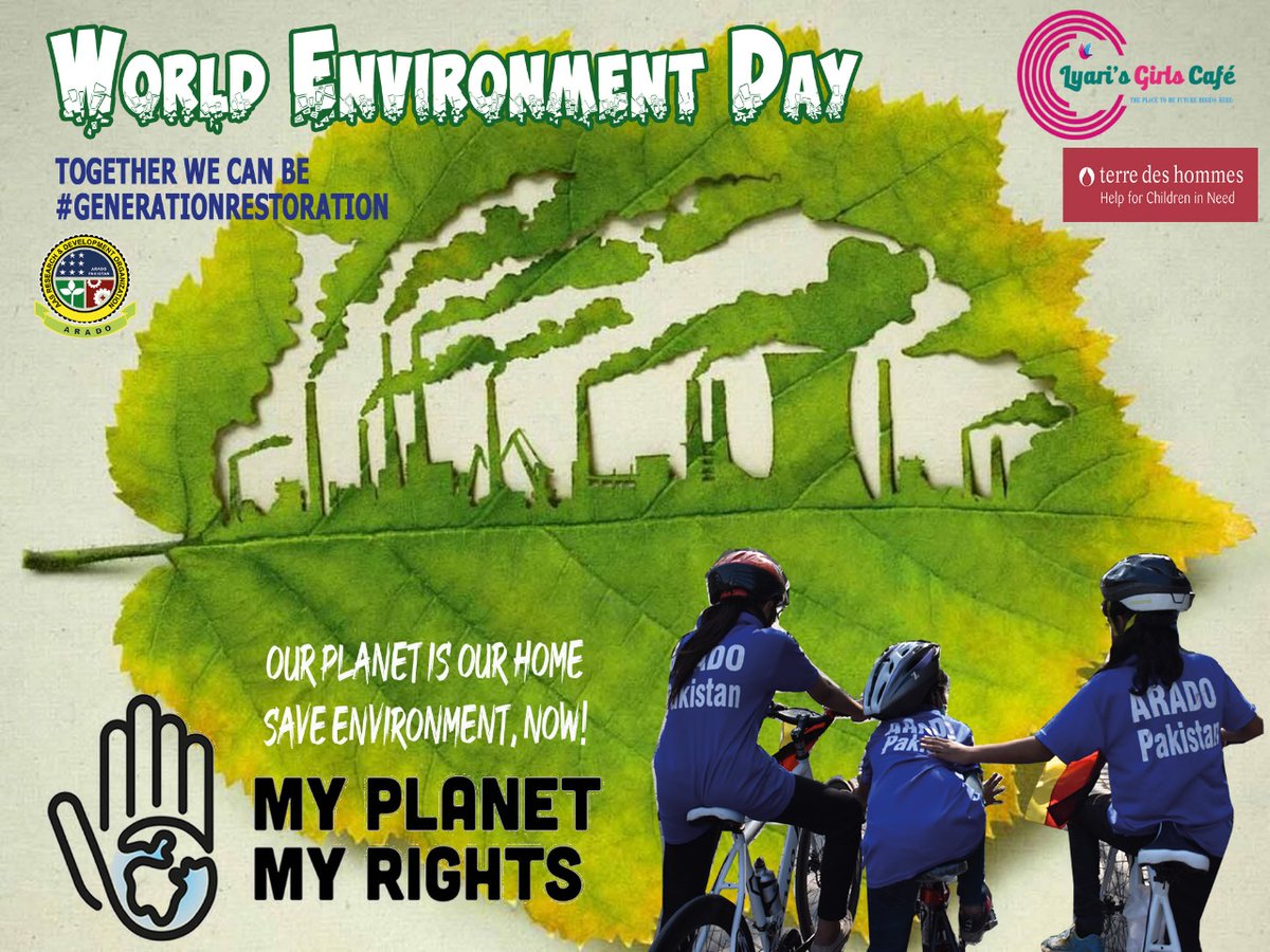 Lyari_GirlsCafe's tweet photo. #WorldEnvironmentDay 2022
We have #OnlyOneEarth Let's take care of it.
Cycling is a brilliant way to reduce our carbon footprint.
#LetsGoForCycling it would be such a grand moment when young girls with a vision for a better future come together on this #EnvironmentDay https://t.co/yIUAuYmx46