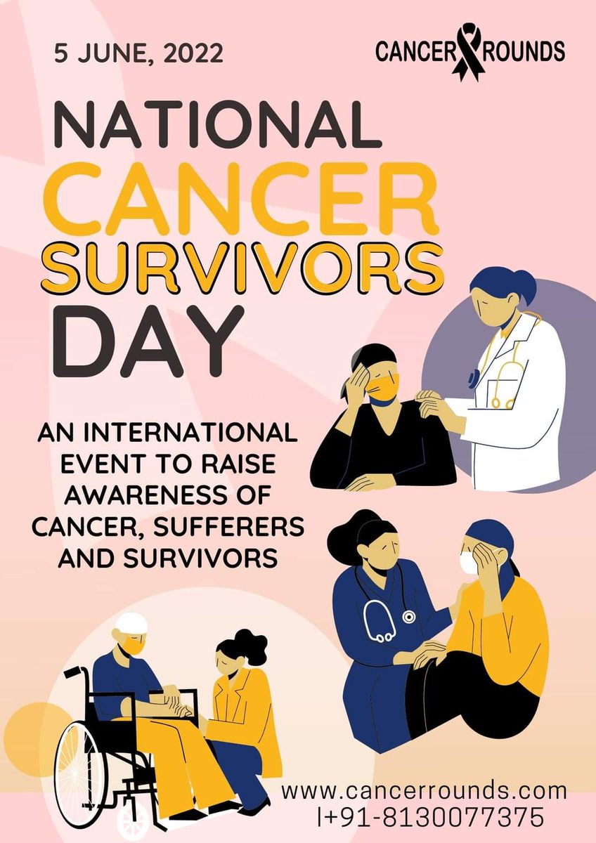 CancerRounds's tweet photo. National Cancer Survivors Day- June 5th
Let's raise the awareness bar even more higher for everyone around us !
CANCER ROUNDS
https://t.co/t9aX6ylexd
YouTube Channel
https://t.co/0iYEZ8VdIm
#cancer #cancerrounds #Cancersurvivorsday #nationalCancerSurvivorsDay2022 #caregivers https://t.co/A9hW2FMU20
