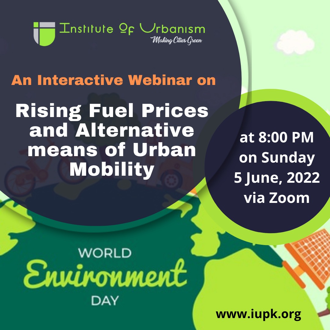 Institute of Urbanism is inviting you to a scheduled Zoom meeting. Topic: Rising Fuel Prices and Alternative means of Urban Mobility Date & Time: Jun 5, 2022 08:00 PM Islamabad, Join Zoom Meeting us06web.zoom.us/j/87860203990?… @boell_stiftung @FNFPakistan #OnlyOneEarth