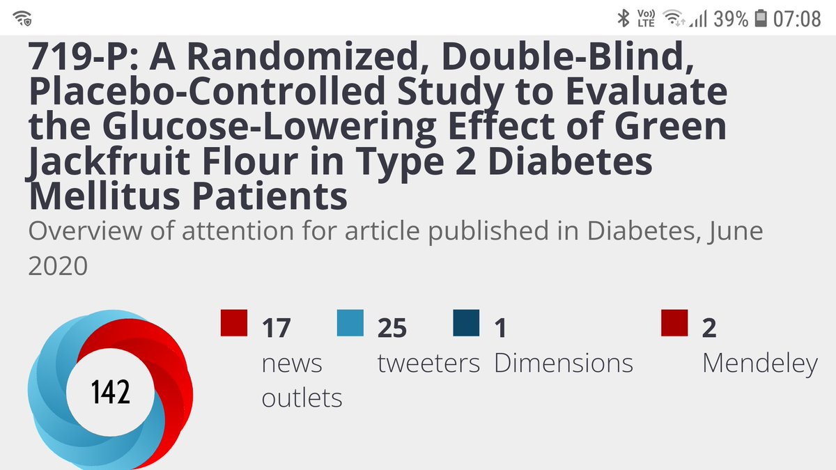 Pro_Bharati's tweet image. I missed the opportunity to present in person at #ADA2020 due to pandemic. But happy to say our poster from a first of its kind RCT on nutrition therapy in India from a local food is still ranked #1 among all posters presented in 2020.
#ADA2022