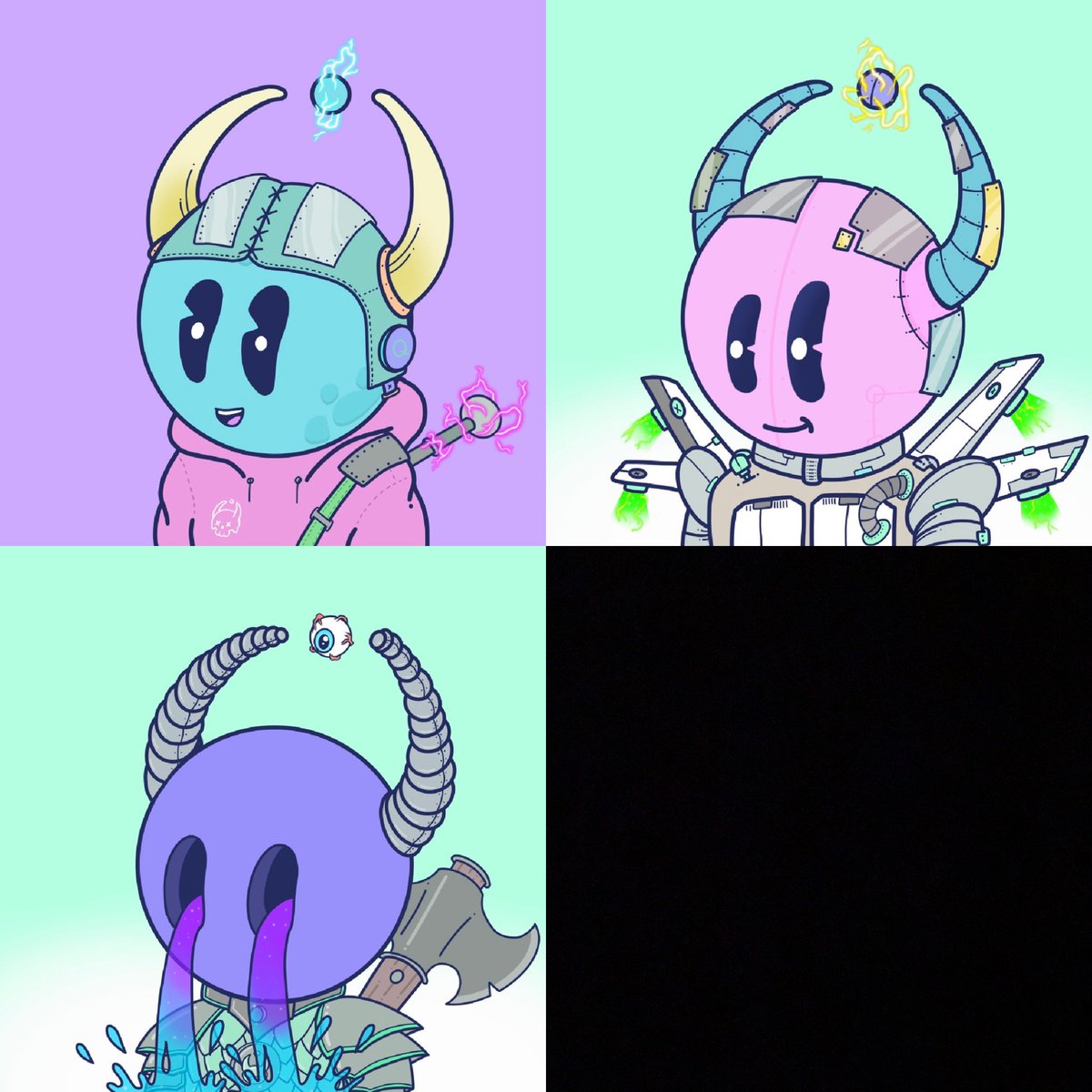 tim_feistner's tweet photo. my three quirklings
the art is fire 🔥 @quirkiesnft 
now looking for a matching quirkie to fill the gap 
thanks for the instruction @DrSommerNFT https://t.co/pf0y1H2CG4