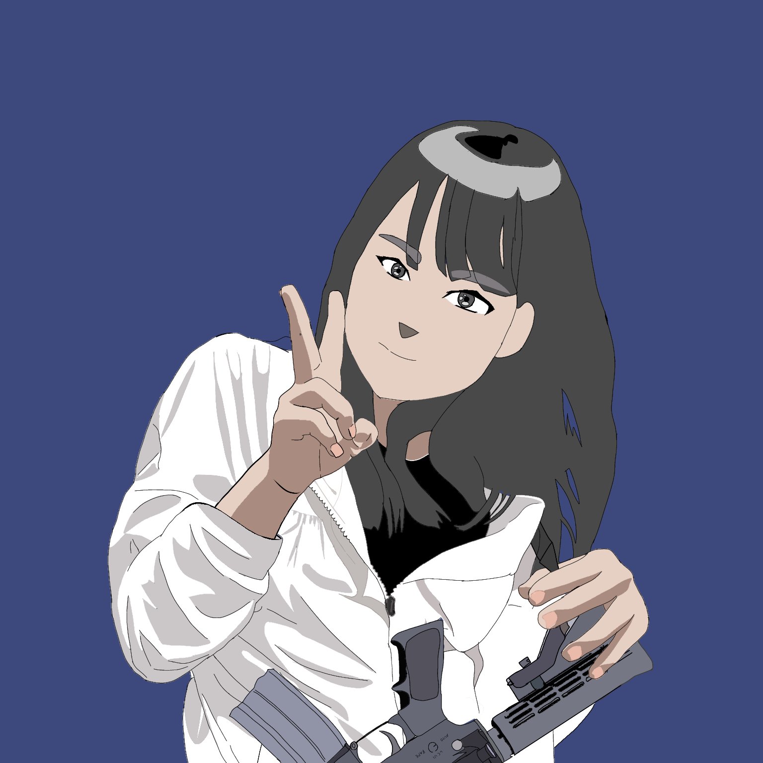 古井論理 宵闇の夏色 No War 夜空をバックにしてカービン片手にピースサインする武装少女を描きました 2枚目は月差分です カービンが小さいって こんなもんだと思うよ イラスト好きさんと繋がりたい イラスト 銃 ミリタリー 初リプ初絡み大歓迎