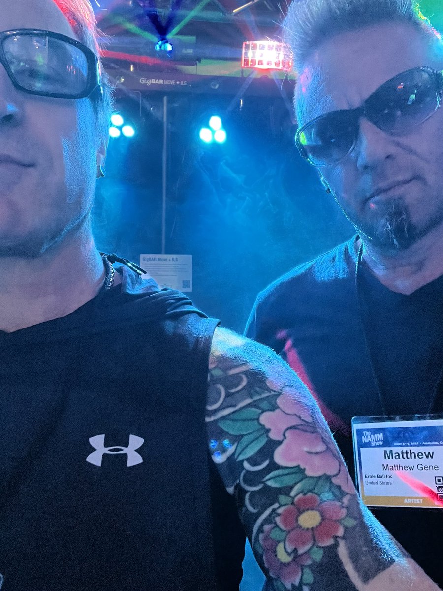 Matthew_Gene's tweet photo. Having a great weekend at @NAMMShow !

#ernieball #ernieballfamily #iplayslinky
#darkglasselectronics 

#empiires #rock #band #Dallas #Tx #rockmusic #music #ınstagood #namm2022 https://t.co/Rf6jM9BmyR