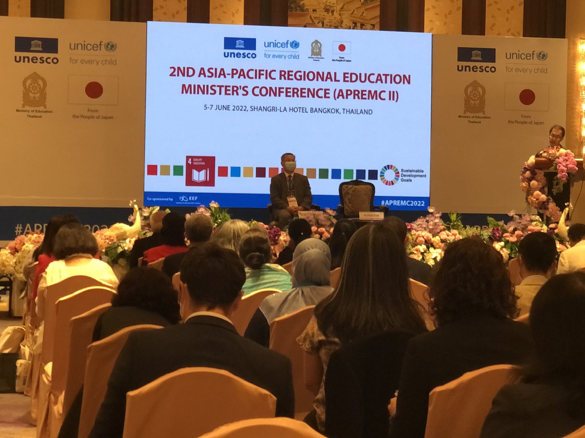 EURASEANEDU's tweet photo. The opening session of the 2nd Asia-Pacific Regional Education Minister’s Conference #APREMC2022 opened by Dr. Shigeru Aoyagi, Director, UNESCO Asia-Pacific Regional Bureau for Education @unescobangkok and Dr. Suphat Champatong, Permanent Secretary, Thai Ministry of Education. https://t.co/rBBzgcFyPO