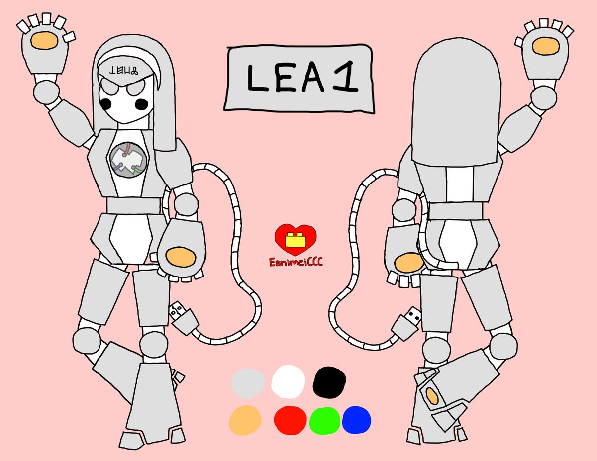 EanimeiCCC's tweet photo. here's a ref sheet of my new robot oc LEA1. i worked really hard on it too https://t.co/Ii2pHK4sUQ