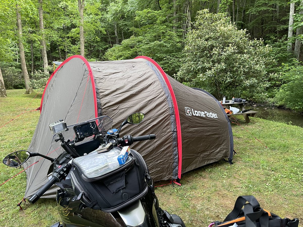 MotoUX's tweet photo. Shakedown cruise with the new tent @LoneRiderGear https://t.co/cQ9MLMtUGu