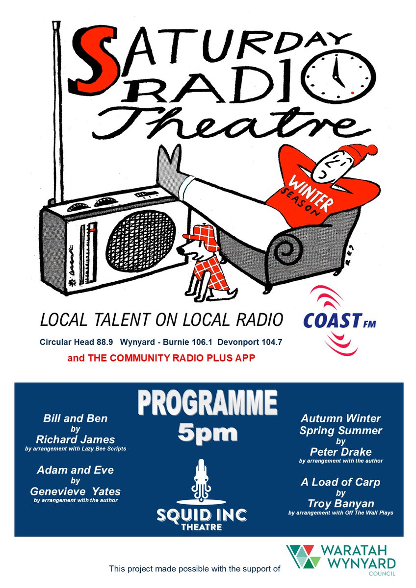 CoastFM4's tweet photo. Saturday Radio Theatre has recommenced on Coast FM.  Yesterday Bill &amp; Ben was broadcast at 5pm.  Make sure to tune in next week for Adam &amp; Eve - and bring your tissues! https://t.co/cwsS07SG4g