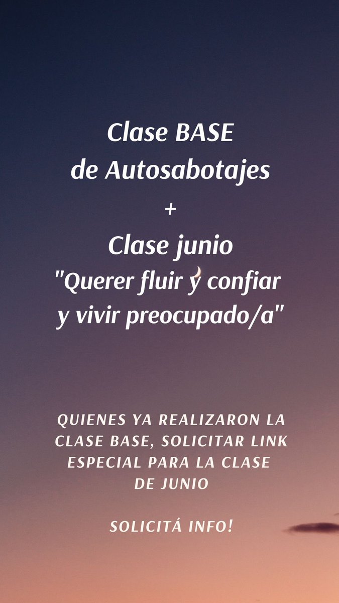 GabyLPiccoli's tweet photo. Clase Autosabotajes junio 💥
13/06 9 hs App Zoom https://t.co/OGoDW6FuJc