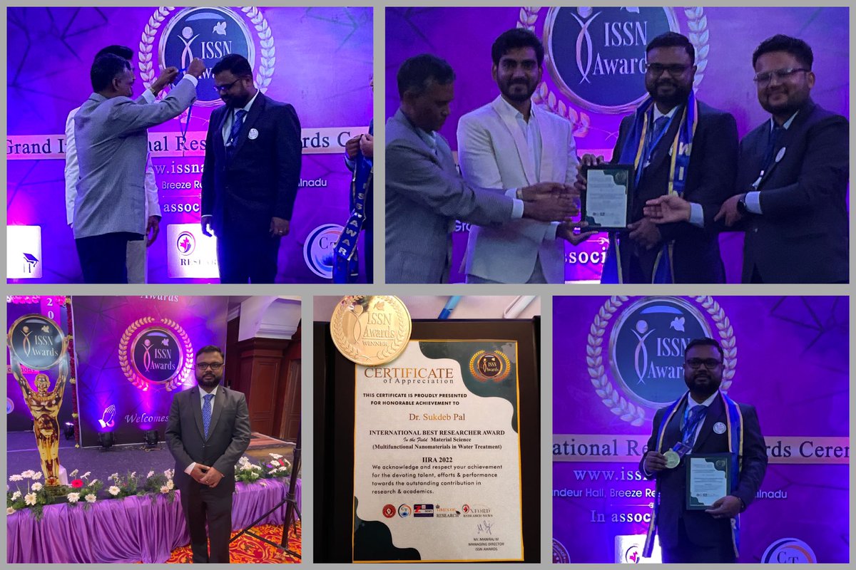 Dr. Sukdeb Pal, Principal Scientist, <a href="/neeri_wwtd/">CSIR-NEERI: Waste Water Management (Sub Vertical)</a> of <a href="/CSIR_NEERI/">CSIR-NEERI</a> received the International Best  Researcher Award 2022 from ISSN &amp; World Research Council in Material Science for his research in multifunctional (nano)materials in water treatment.
