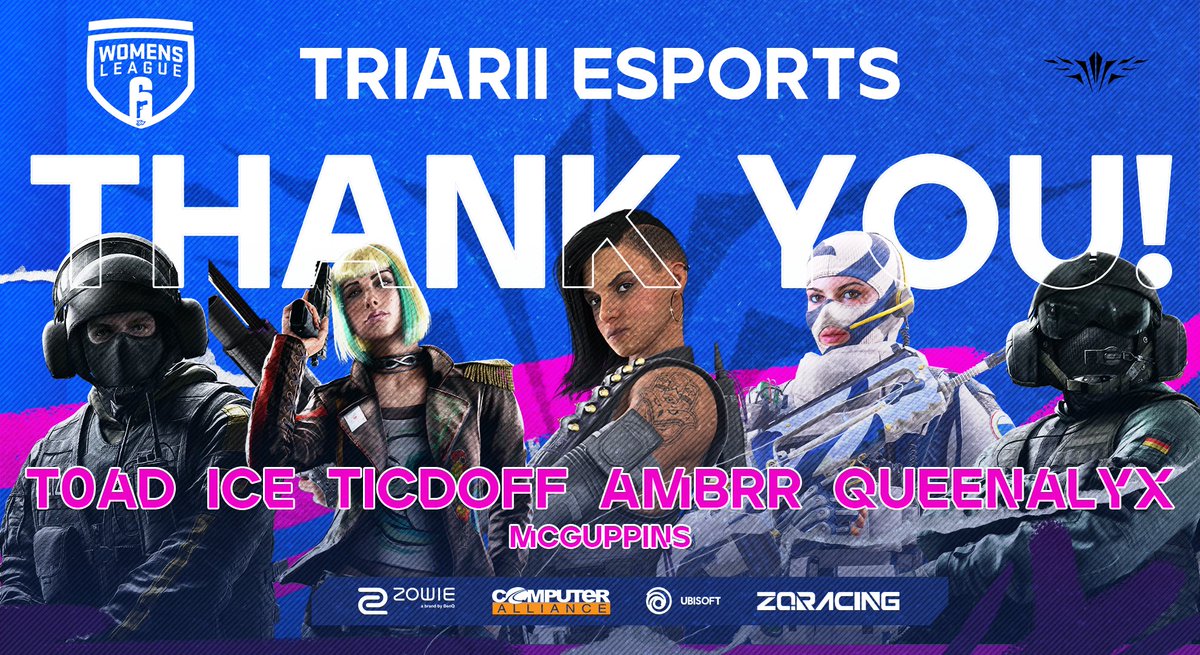 XPWomensLeague's tweet photo. We'd like to say thank you to @Triarii_GG  for being a part of #XPWomensLeague S7!

Thanks
@TicdOff
@IceTRI9
@ambrrOCE
@T0adR6
@queenalyxthe2nd
@McGuppins

Thanks to our #XPWL sponsors;
@R6esportsOCE
@ZOWIEBenQANZ
@CompAllianceAus

#R6W #R6WL #R6Female https://t.co/e3oV3JpW7t