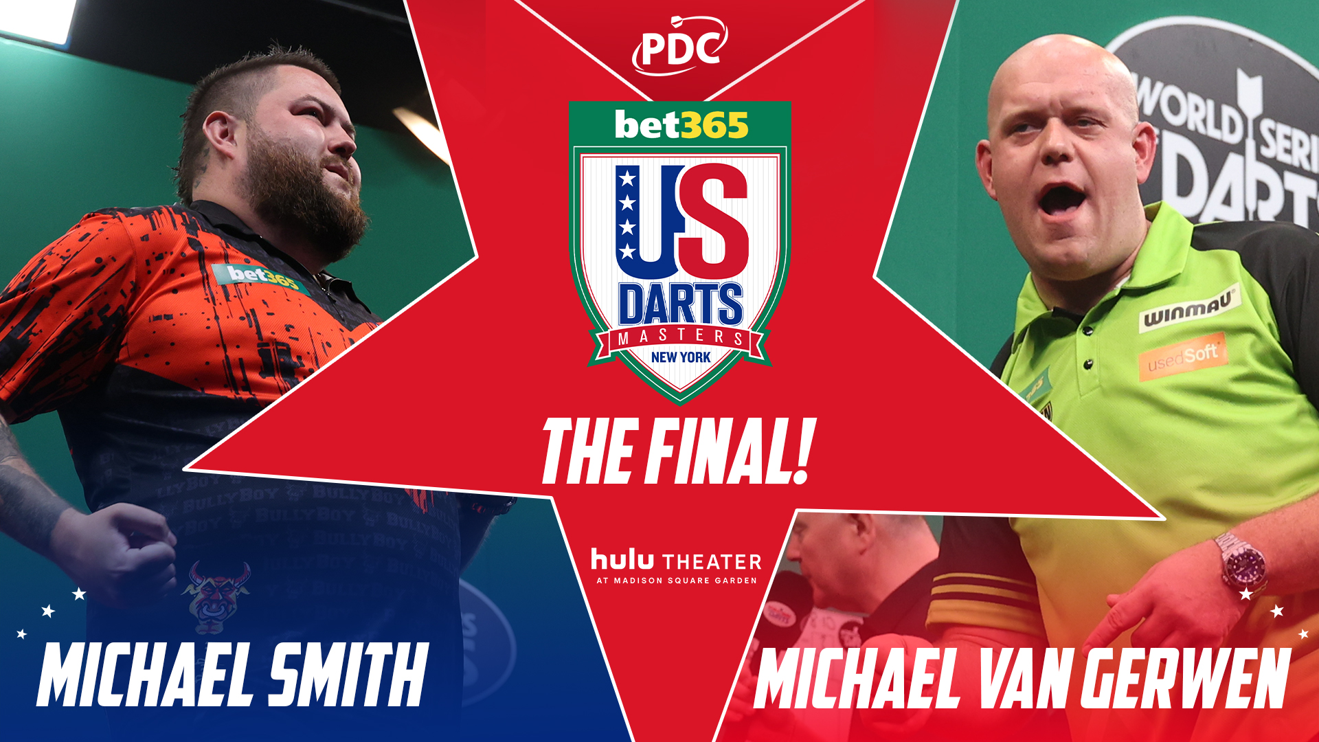 ~ side lykke Forstyrre PDC Darts on Twitter: "THE FINAL 🏆 Will it be Bully Boy in the Big Apple,  or is it MvG's time at MSG? The final of the 2022 @bet365 US Darts Masters