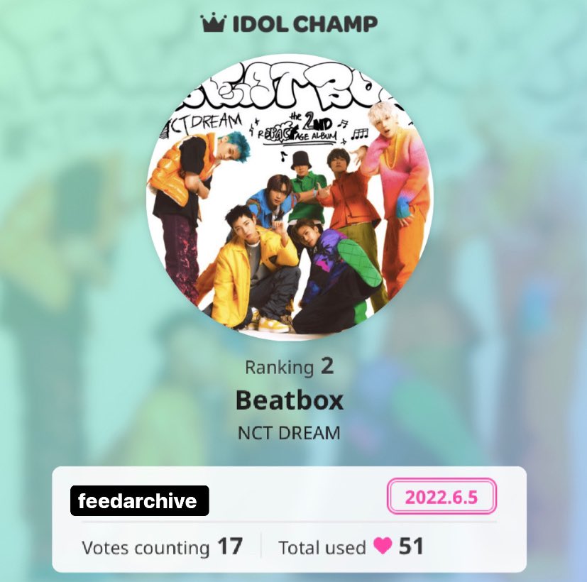 will be giving away a month of bubble subscription for a nct dream member of your choice to one winner! 

to join, reply with voting proof for both mcountdown AND show champion (with watermark)

ending june 6th 2pm kst