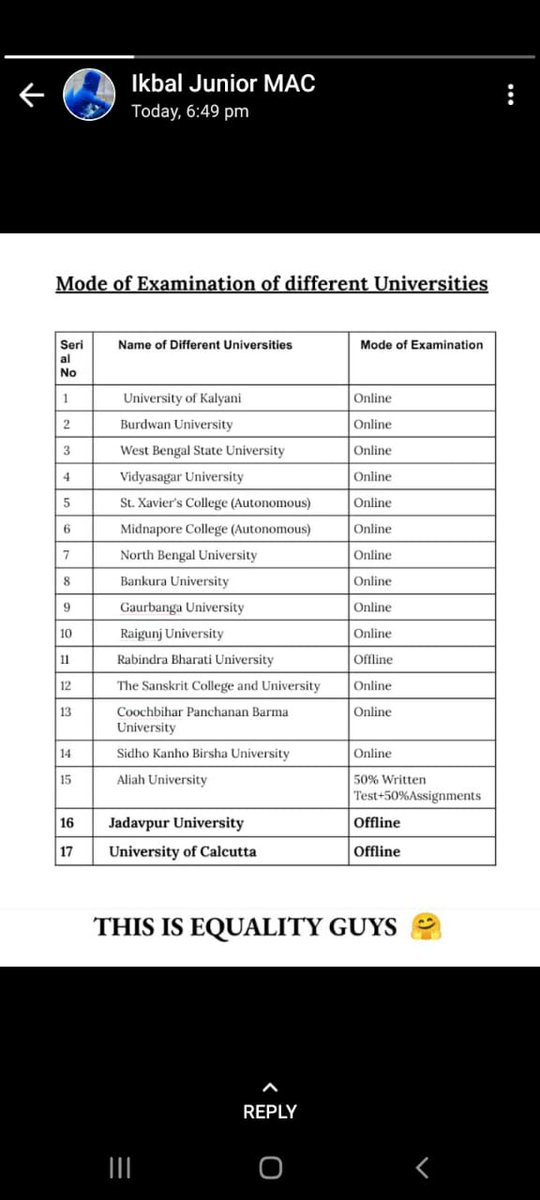 Prashan69982795's tweet photo. #CUwantOnlineExam #Cuprotest #Mamtaofficial we want equality https://t.co/kVyR1b2F7n