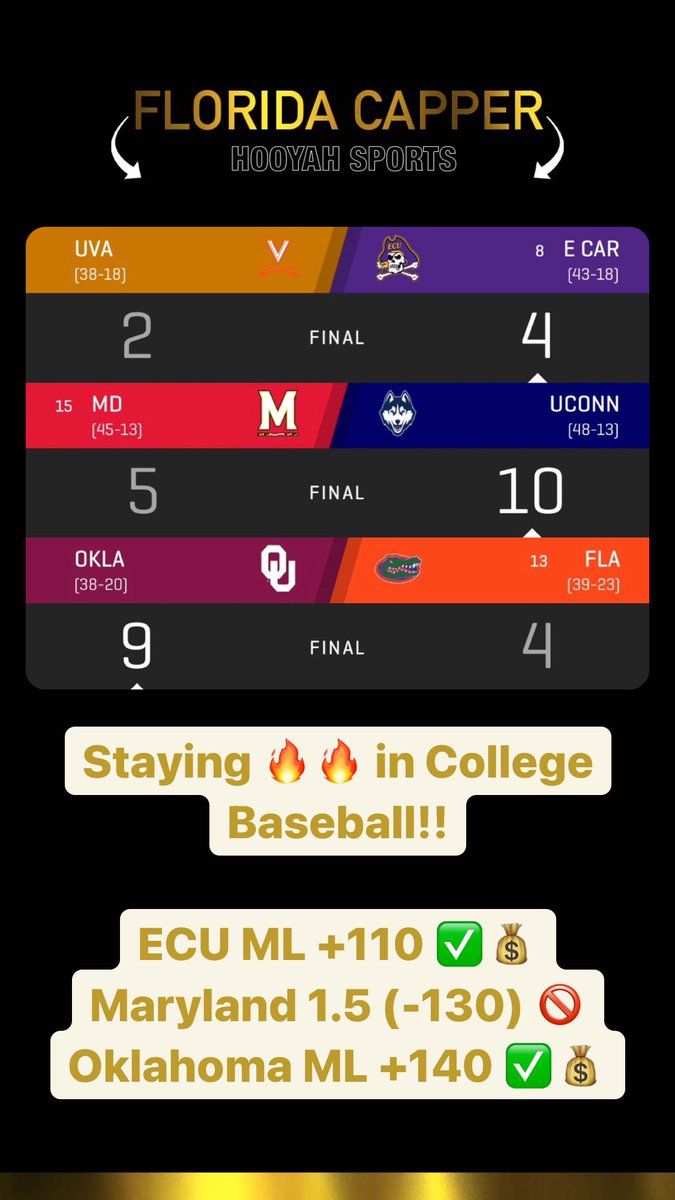 FloridaCapper's tweet photo. π₯π₯π₯π°π° #GamblingTwitter #FloridaCapper #Sports #Betting #Bet #BettingTips #Gambling #SportsBetting #FreePicks #Winning #NCAABaseball #CollegeBaseball https://t.co/VcyurpTy0U