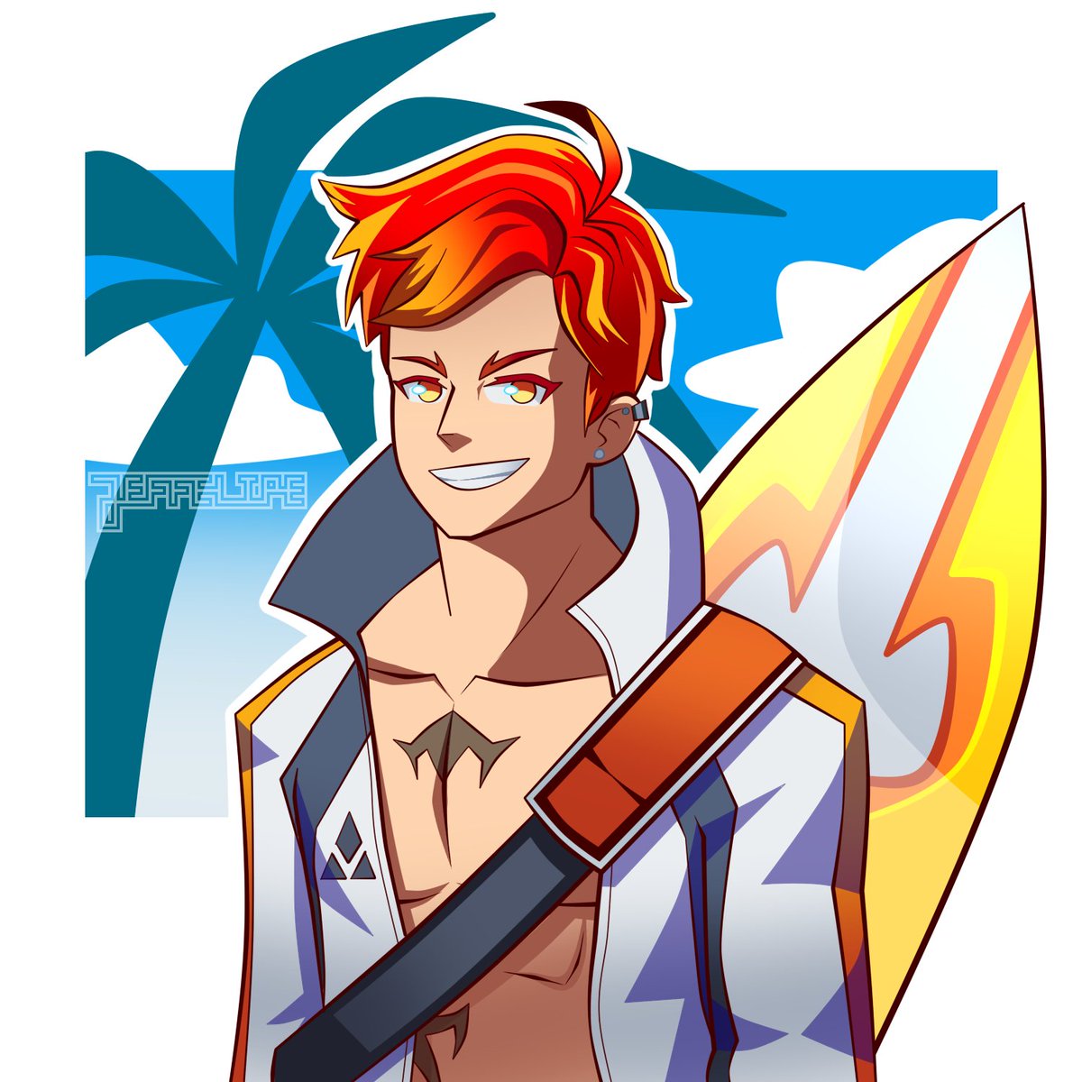 JeffelipeArt's tweet photo. Jin from GrandChase. ☀️🥵🌊🏄 https://t.co/vkdpWsRgEw