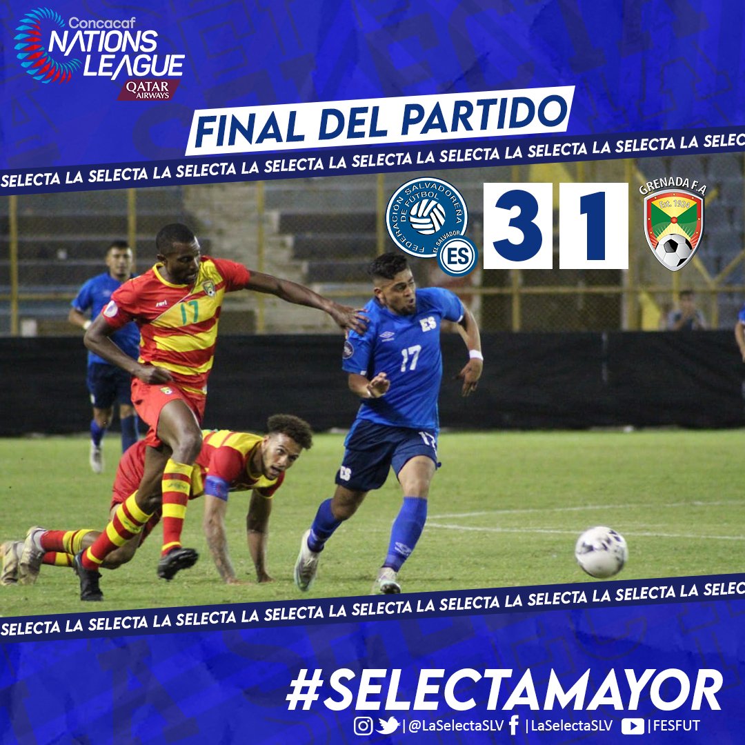 LaSelecta_SLV's tweet photo. 🇸🇻⚽️ | ⏱️Finaliza | Victoria de la Azul y Blanco💙👊🏽, importante triunfo en esta nueva justa. 

🇸🇻 3-1 🇬🇩

#ElSalvador #LaSelecta https://t.co/VovnCQCdsN