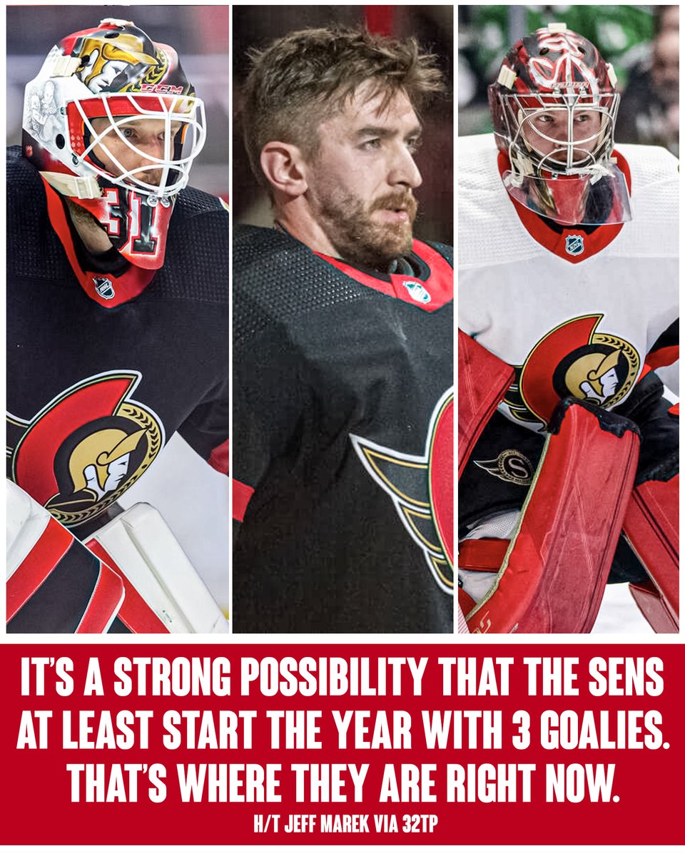 SensBuzz's tweet photo. #REPORT - Jeff Marek sat down with Pierre Dorion at the NHL Draft Combine where Dorion revealed that the plan is Forsberg, Murray, and Gustavsson will duke it out Andy, Hammy, Lehner style 👀

#GoSensGo #Sens https://t.co/hzlLDRejK1